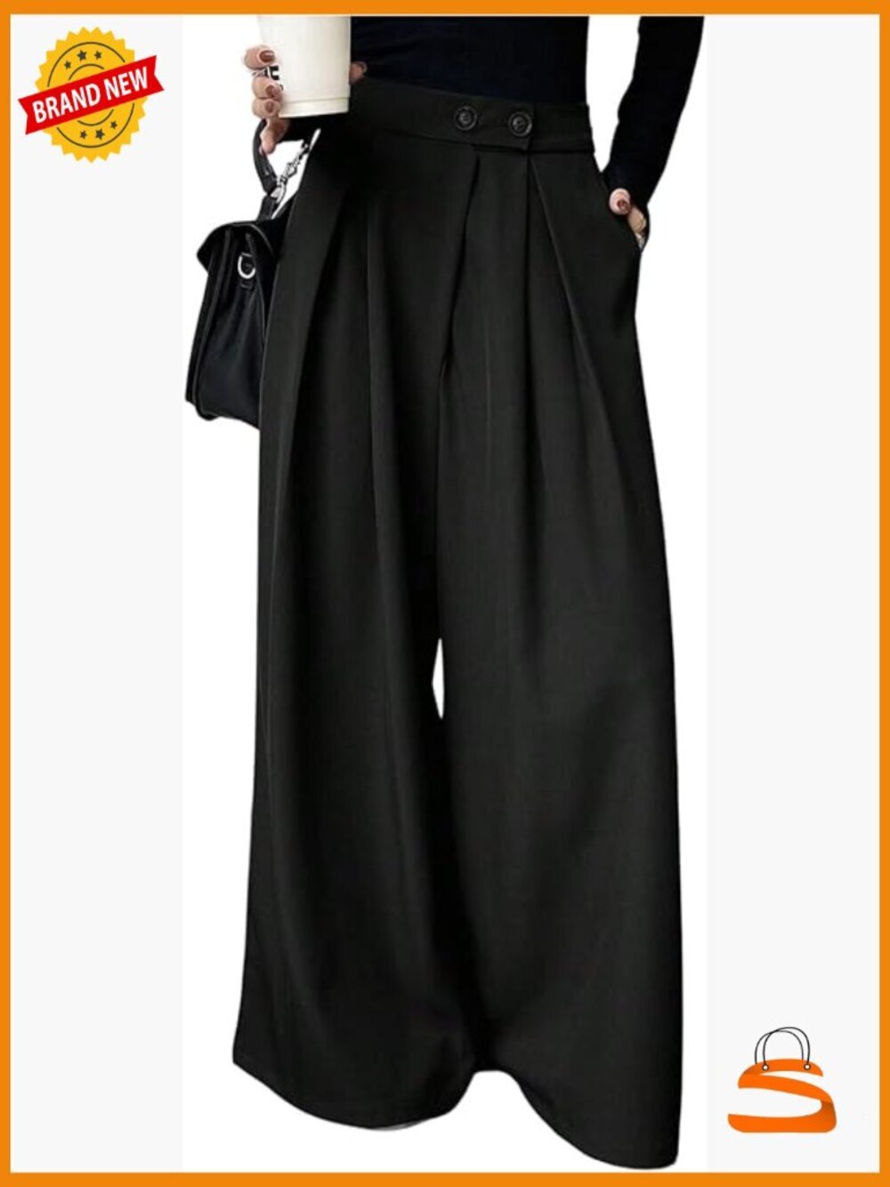 Wide Leg Trousers Dress Pants Work Business Casual High Rise Palazzo